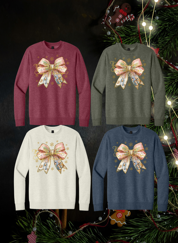 Christmas Nativity Bow Crewneck Sweatshirt